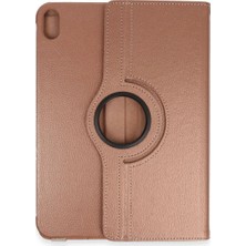Elitse Apple Ipad 2022 10.9 (10.nesil) Kılıf 360 Tablet Deri Kılıf - Rose Gold