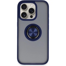Elitse Apple Iphone 16 Pro Max Kılıf Montreal Yüzüklü Silikon Kapak - Lacivert