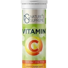 Nature's Supreme Vitamin C + Zinc 20 Efervesan Tablet Portakal