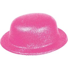 Elitse Pembe Renk Simli Melon Yuvarlak Parti Şapkası 24X26 cm