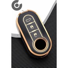 Alazpay Fiat Uyumlu Gold Kenar TPU Anahtar Kılıfı - 500 Doblo Fiorino Punto Ducato Bravo Panda (1 Adet)