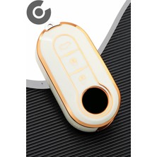 Alazpay Fiat Uyumlu Gold Kenar TPU Anahtar Kılıfı - 500 Doblo Fiorino Punto Ducato Bravo Panda (1 Adet)