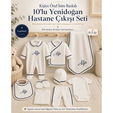 Emsera Atelier Kişiye Özel Isim Baskılı Biyeli 10'lu Yenidoğan Hastane Çıkışı Seti 0-3 Ay