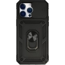 Sh Ticaret Newface Apple Iphone 14 Pro Max Kılıf Pars Lens Yüzüklü Silikon - Siyah