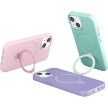 Bezos iPhone 15 Plus Regal Magsafe Standlı Kapak - Turuncu