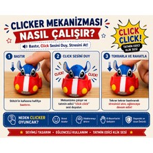 FK3DWORKS Stitch Arabalı Clicker Oyuncak | 3D Baskı Fidget Stres Oyuncağı | Dekoratif Masaüstü Figürü | 55X66X55 mm
