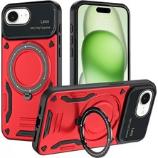 Sh Newface Apple Iphone 16E Kılıf Joy Lens Standlı Kapak - Kırmızı Najmaddin