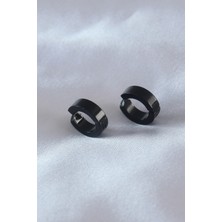 Ozkr Store Çelik Siyah Renk Sıkıştırmalı Erkek Küpe