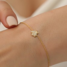 Nox Jewelry 14 Ayar Altın Kaplama Zirkon Taşlı Uğur Böceği Gümüş Bileklik - CBS00115