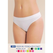 COjans Cj Nbb 1914 Düşük Bel String Üçlü Paket Dikişsiz (3 Lü - Siyah - Beyaz - Ten)
