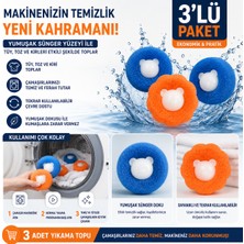 Fta Ticaret 3'lü Çamaşır ve Kurutma Makinesi Tüy Toplama Topu | Saç, Tüy ve Toz Temizleyici Yıkama Topları
