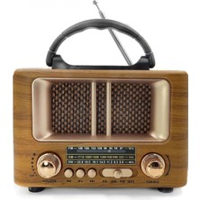 Hace Bazaar Küçük Mini Boy Retro Ahşap Tasarım Bluetooth Hoparlörlü Radyo – Fm/am Destekli, Şarjlı ve Taşınabilir Radyo NS-8108 (4887)