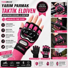 Beneficio Korumalı Kısa Motosiklet Eldiveni Yasaya Uygun Parmaksız Eldiven Pembe Cr