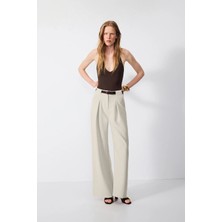Vatkalı Kemerli Bol Paça Pantolon- Premium Edition