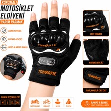Beneficio Yarım Parmak Kaymaz Avuç Içi Erkek Motosiklet Eldiveni Korumalı Yazlık Scooter Atv Bisiklet Eldiveni