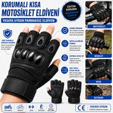 Beneficio Korumalı Kısa Motosiklet Eldiveni Yasaya Uygun Parmaksız Eldiven Siyah Cr
