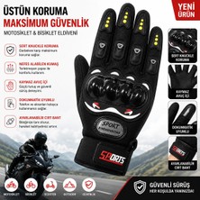 Beneficio Tam Parmak Motosiklet Eldiveni Siyah Sert Knuckle Korumalı Dokunmatik Yazlık Nefes Alan Scooter Bisiklet Sürüş Eldiveni
