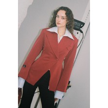 Vatkalı Kruvaze vücuda oturan blazer - Premium Collection