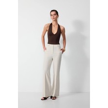 Vatkalı Flare fit kumaş pantolon