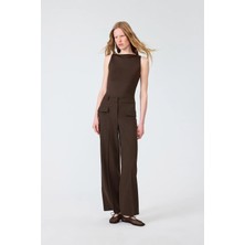 Vatkalı Cep Detaylı Wide Leg Pantolon