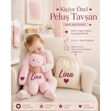 Emsera Atelier Kişiye Özel Isim Baskılı Peluş Tavşan Uyku Arkadaşı 35 cm Kese Hediyeli