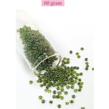Elitse Dökme Cam Kum Boncuk (8/0) 3 mm - 60 Gram - Şeffaf Alacalı Yeşil - BNC212