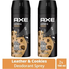 Elitse 2 Adet Axe Erkek Sprey Deodorant Leather & Cookies 48 Saat Etkileyeci Koku 150 ml
