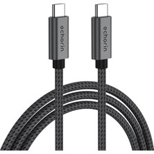 Echorin 240W, 20 Gbps, 4K 60Hz, USB C'den USB C'ye, Örgülü Hızlı Şarj, Görüntü ve Veri Aktarım Kablo