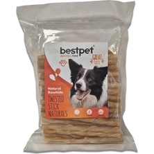 Bestpet Twisted Stick NATURALS,%100 Doğal Deri Burgu Köpek Ödül Çubuğu 350 gr