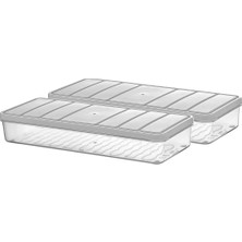 Selka Home - 2'li 1.2 Litre Küçük Boy Açık Gri Saklama Kabı