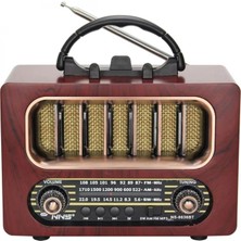 Hace Bazaar Orta Boy Retro Ahşap Tasarım Bluetooth Hoparlörlü Radyo – Fm/am Destekli, Şarjlı ve Taşınabiliri Radyo NS-6636 (4887)