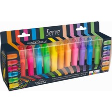 Serve Fosforlu Kalem, 12 Renkli Set