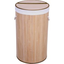 Deconox El Yapımı Hasır Katlanır Çamaşır Sepeti Yuvarlak 60 Litre (35CM*35CM*61CM), Doğal Malzemeden