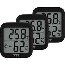 VIT Vıt 3'lü Iç Mekan Dijital Isı ve Nem Ölçer Siyah Termometre BVT17-02 Thermometer