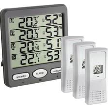 Tfa Dostmann Klima-Monitor Funk-Thermo-Hygrometer Mit 3 Sendern, Kunststoff, Grau