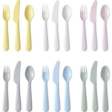Ikea 704.613.85 18 Parça Sofra Takımı Seti, Karışık Renkler, Bir Çocuğun Yiyecekleri Kesmesi ve Bölm