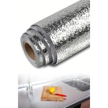 Sanec® Rulo Gümüş Alüminyum Folyo Duvar Kağıdı, Kendinden Yapışkanlı Raf Içi, Su Geçirmez Folyo 2 mt
