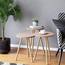 İntergo Intergo-Üçlü Zigon Sehpa Ayaklı Yuvarlak Tasarım (Cappuccino)