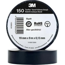 3m Temflex Elektrik Izolasyon Bandı Siyah (0,13 mm x 19 mm x 9 Metre)