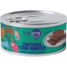 Supreme Cat Kıyılmış Tavuklu  Ton Balıklı Yaş Kedi Maması, Doğal Proteinli, Lezzetli Islak Mama 85 G