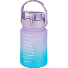 Vagonlife 1000 ml Pipetli/pipetsiz Kullanım Çift Renk Softtouch Motivasyon Matarası Sticker Hediyeli