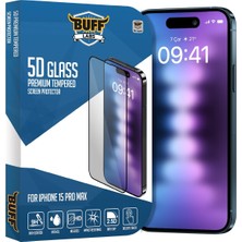 Buff Labs Buff iPhone 15 Pro ile Uyumlu 5d Glass Ekran Koruyucu, Şeffaf