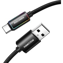 Rocoren Type-C To Usb-A Rgb Aydınlatmalı 3A Hızlı Şarj ve Data Kablosu 2 Metre