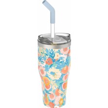 Vagonlife 590ML Desenli Pipetli/pipetsiz Çift Kullanım Tumbler Kahve Bardağı/mug Paslanmaz Çelik Ter