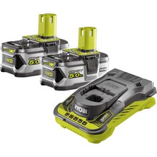Ryobi Şarj Cihazlı Akü Seti (18 V, 2 x Pil 5 Ah, Şarj Süresi 60 Dakika, Şarj Durumu Göstergesi, 3 x