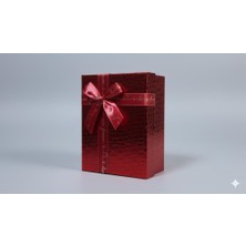 Abnturk Lüks Dokulu Büyük Boy Hediye Kutusu - Kırmızı, "love" Kurdeleli (23X16X9 Cm)