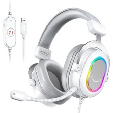 Fifine Ampligame H6W Beyaz Mikrofonlu Oyuncu Kulaklığı Bilgisayar ve Yayıncı Kulaklık