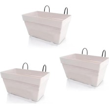 Omnipazar SO-YB01A Askılı Yalı Balkon Saksı 6.5 Lt Kirli Beyaz 3 Adet