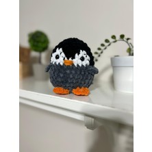 Hero El Yapımı Kadife Mini Penguen Peluş Oyuncak, 11 Cm, Siyah Gri Turuncu, Bebek Odası Dekor ve Koleksiy
