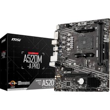 MSI Msı A520M-A Pro Am4 Ddr4 Bellek 4600(OC) DVI HDMI M.2 Usb3.2 Matx